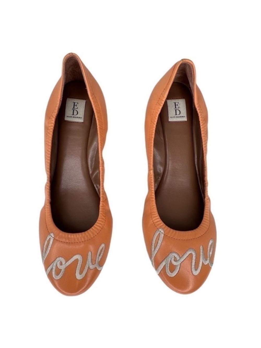 Ellen Degeneres Shoes “Langston” Ballet Flats Love Embroidered Size 6.5 **Wide*